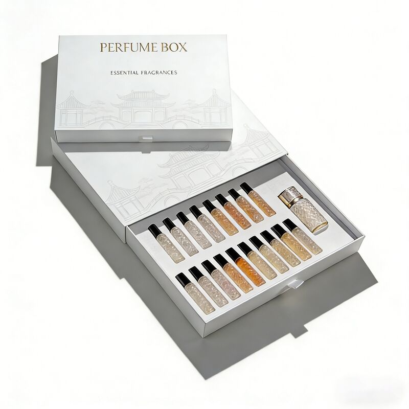 Drawer Style Perfume Packaging Box with Custom Logo and Eco-Friendly Materials for Luxury Fragrance Sampler Packaging