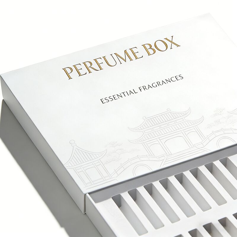 Drawer Style Perfume Packaging Box with Custom Logo and Eco-Friendly Materials for Luxury Fragrance Sampler Packaging