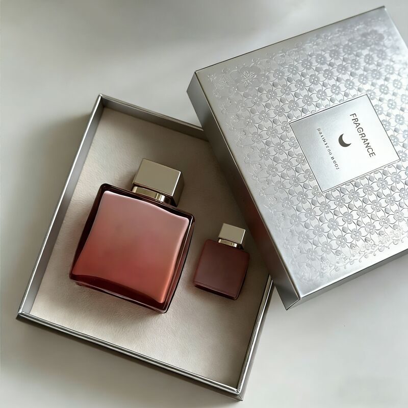 Custom Logo Perfume Gift Box with Silver Foil Stamping and 350gsm FSC-certified Paperboard for Luxury Fragrance Packaging