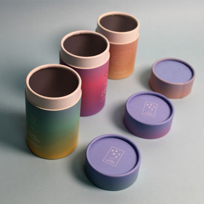 Empty Custom Color Cardboard Tube Gift Box With Metal Lid