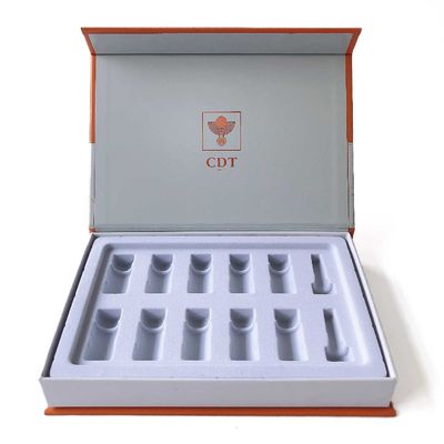 Orange Elegant Beauty Box Gift Set Custom Glass Bottle Holder Inserts