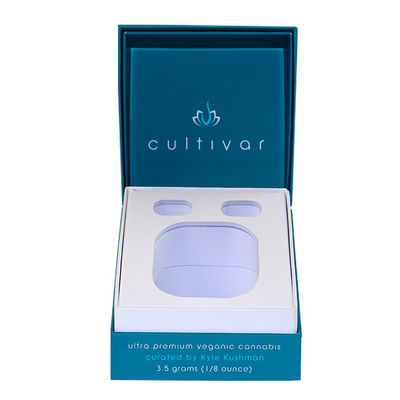 Blue Rigid Custom Luxury Candle Boxes Flaps Clourse Cardboard Insert