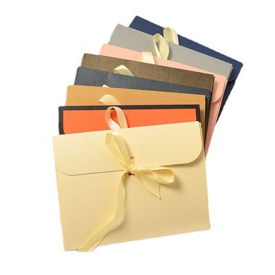 Paperboard Envelope Custom Paper Pouch With Ribbon Closure