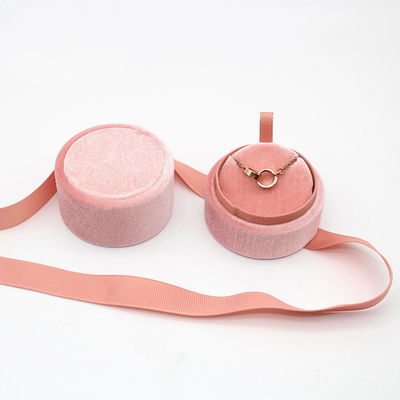 Ring Jewelry Velvet Custom Packaging Box With Ribbon Gift Pack