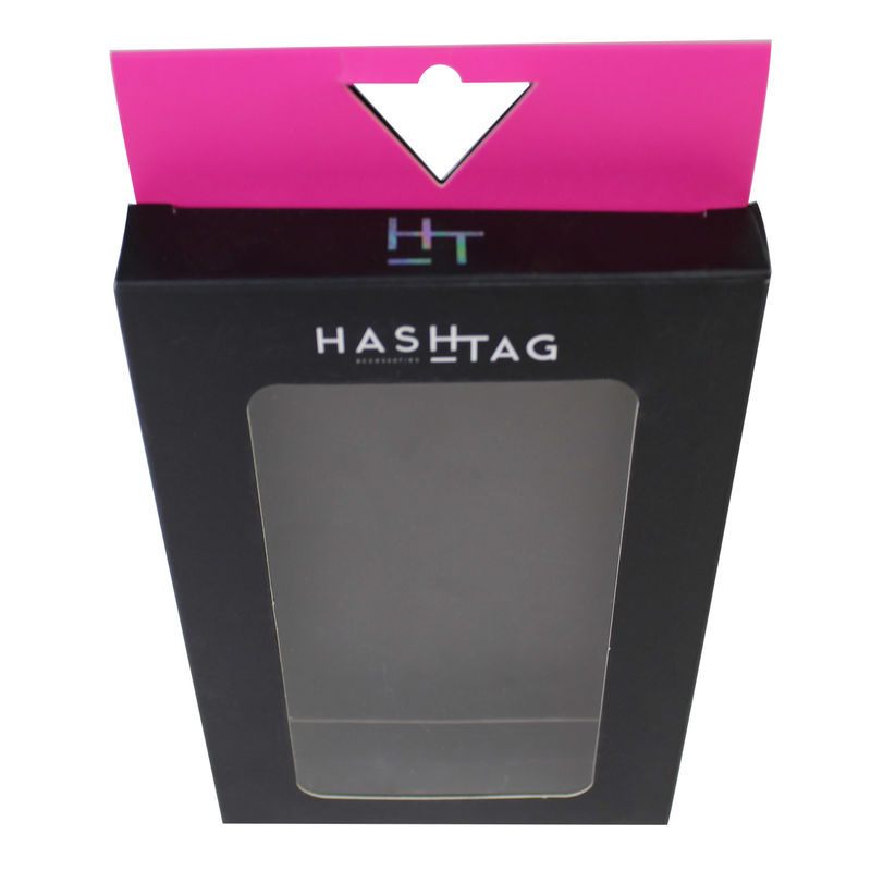 Retail Custom Paper Window Packaging Box Printed Red Black Color With Hagners