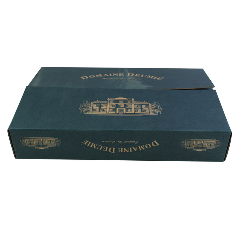 Strong Custom Mailer Boxes Printed Solid Blue For 6 Pack Wine Glass Bottle