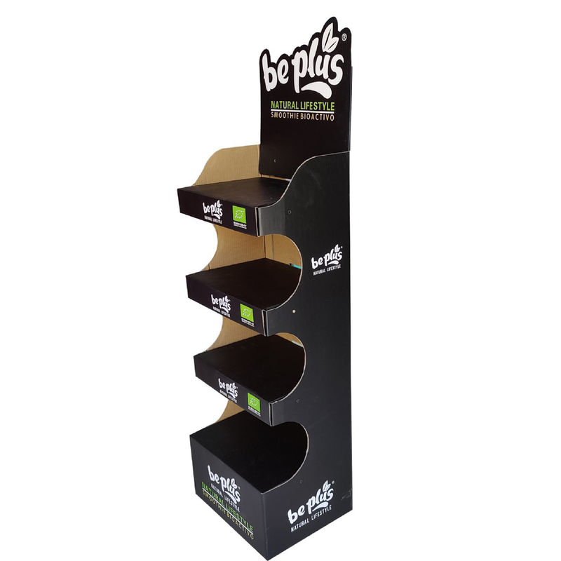 Eco Friendly Black Cardboard Display Rack For Shop Custom