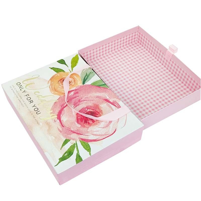 Paper Wedding Candy Gift Bag With Pink Ribbon Handle