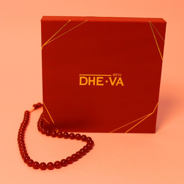 Magnetic Necklace Jewelry Packaging Box Red Gold Foil