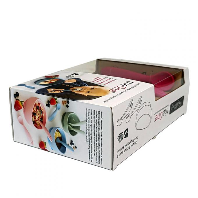 Corrugated Cardboard Window Packaging Box For Baby Bowls Spoons 0
