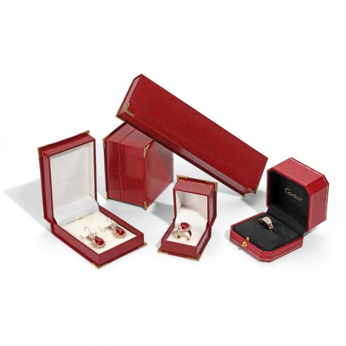 Unique Jewelry Bracelet Earring Box With Red Crocodile Texture Leather 0