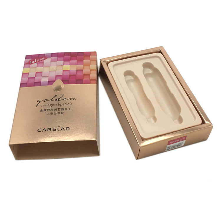 Lipsticks Folding Carton Boxes Packaging Printed Metalic Golden Paper