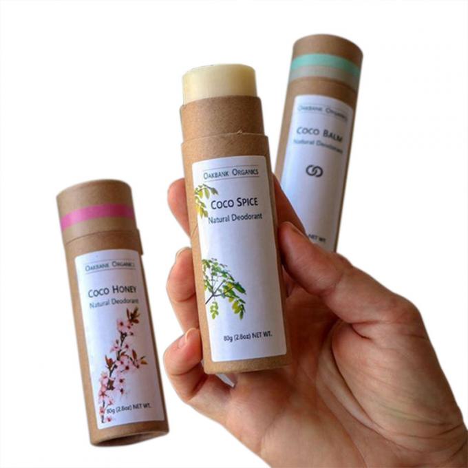Recyled Lip Balm Tubes Cardboard Cylinder Packaging With Push Tab 0