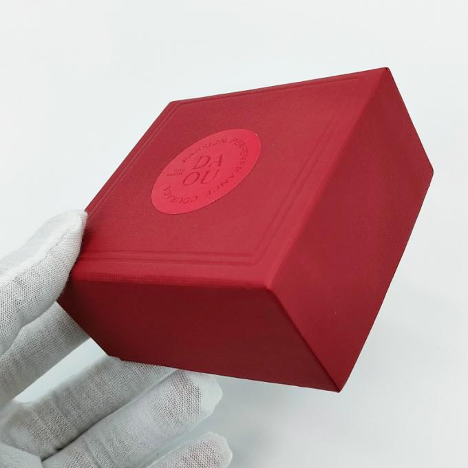 Single Personalised Red Velvet Jewellery Ring Box With Texture Surface Cardboard 0