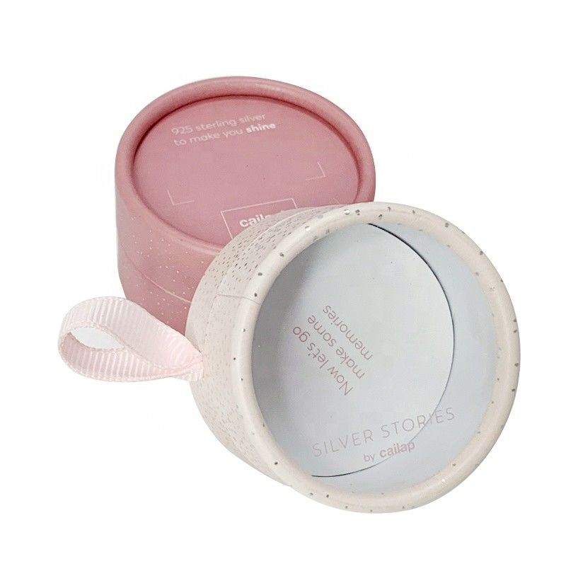 Small Jewerly Cardboard Round Box Tube With Ribbon