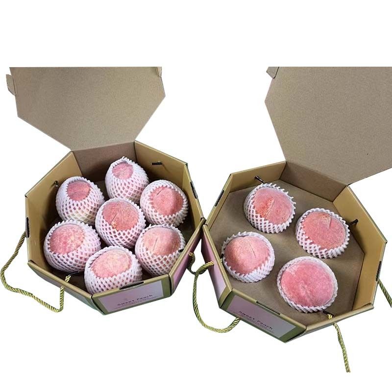 Peach Cardboard Fruit Tray Gift Pack Foldable With Foam Cardboard Insert