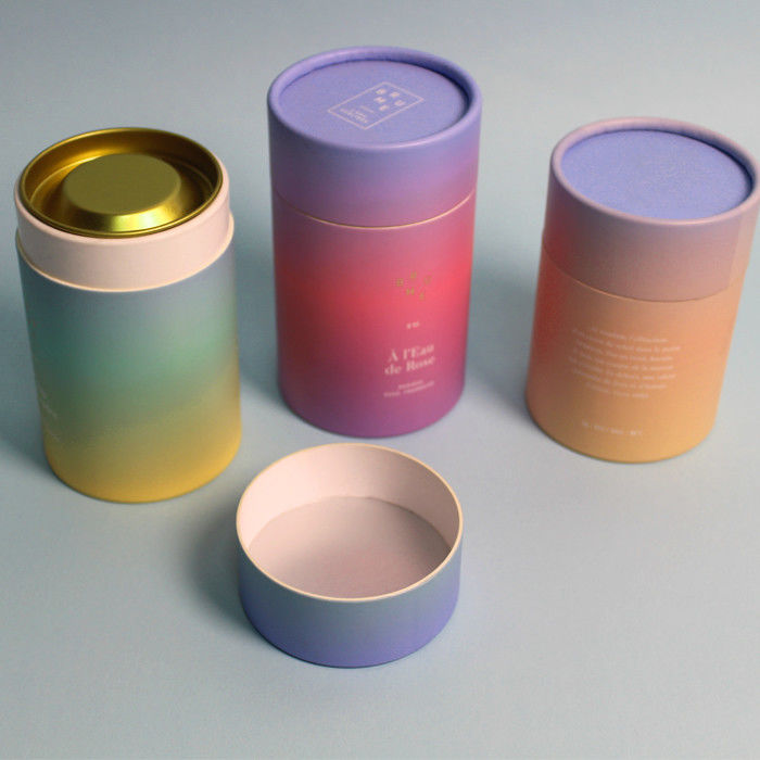 Empty Custom Color Cardboard Tube Gift Box With Metal Lid