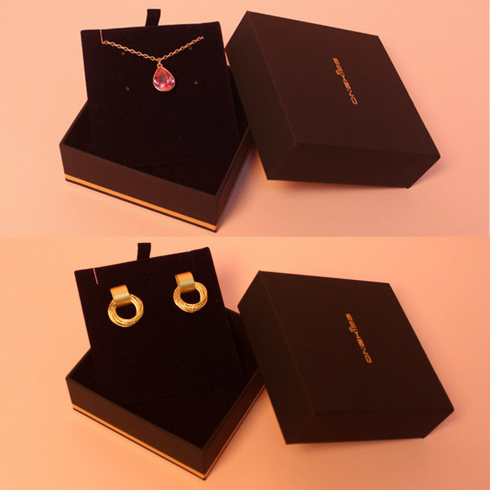 Personalized Black Packaging Box For Jewelry Earring Necklace Bracelet