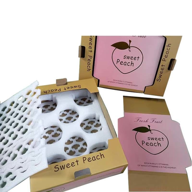 Peach Cardboard Fruit Tray Gift Pack Foldable With Foam Cardboard Insert