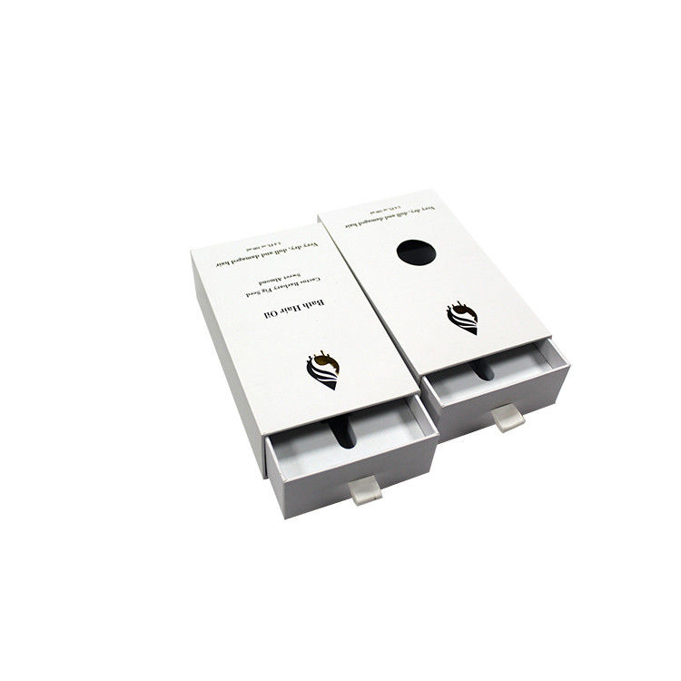 White Hair Oil Packaging Box Drawer Rigid Luxury Cosmetic With Foam Insert