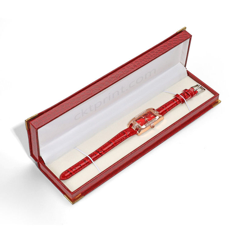 Unique Jewelry Bracelet Earring Box With Red Crocodile Texture Leather