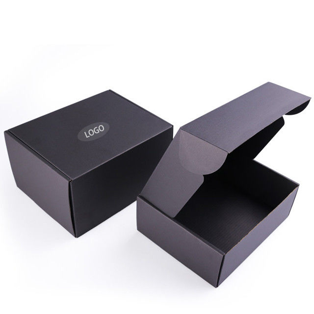 Black Custom Flat Shipping Mailer Boxes With Custom Design