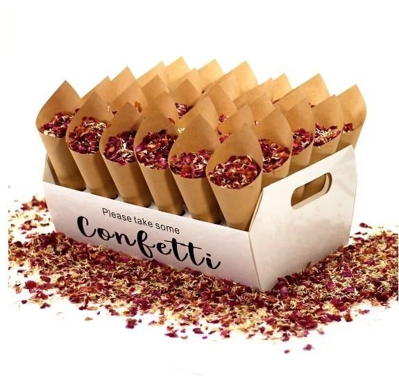 Custom Logo Cardboard Confetti Cone Holder Tray & Box