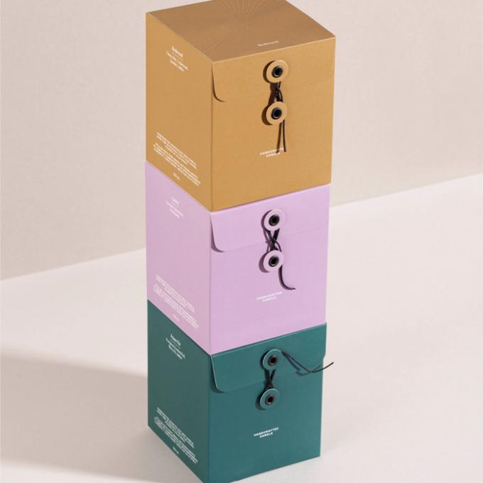 Elegant Rigid Candle Retail Gift Box Colors Eyelets Wrapping 0
