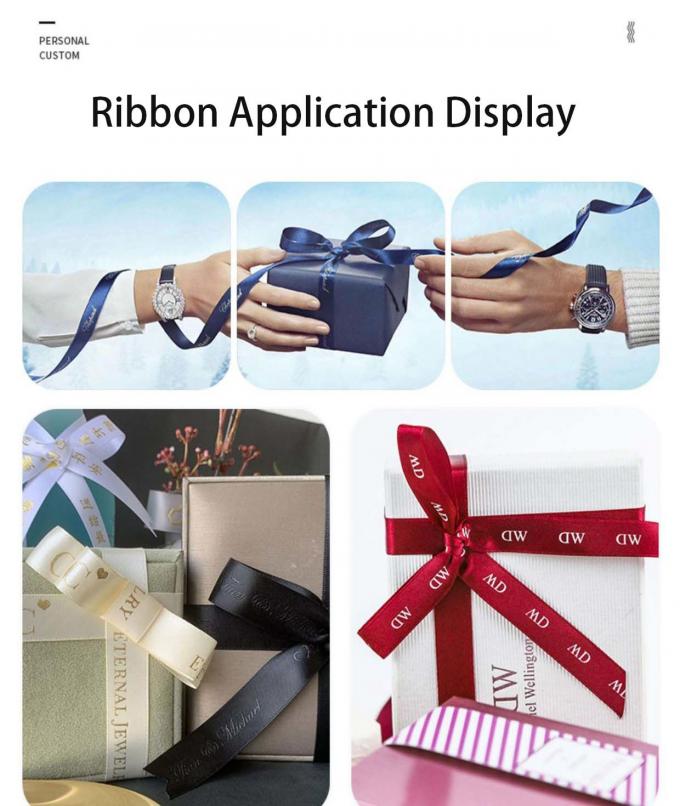 Custom Polyester Christmas Gold Wrapping Ribbon Riased Embossed Printed Rolls 7