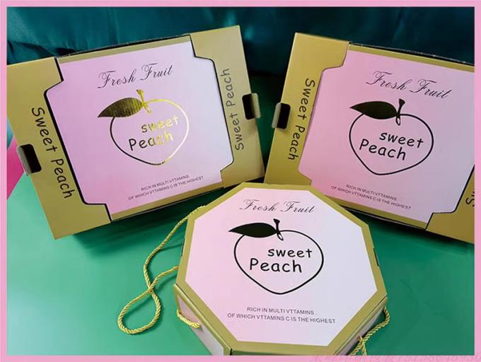 Peach Cardboard Fruit Tray Gift Pack Foldable With Foam Cardboard Insert 0