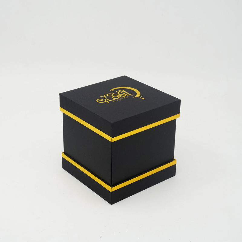 Luxury Black Tealight Rigid Candle Box Packaging Foldable Custom