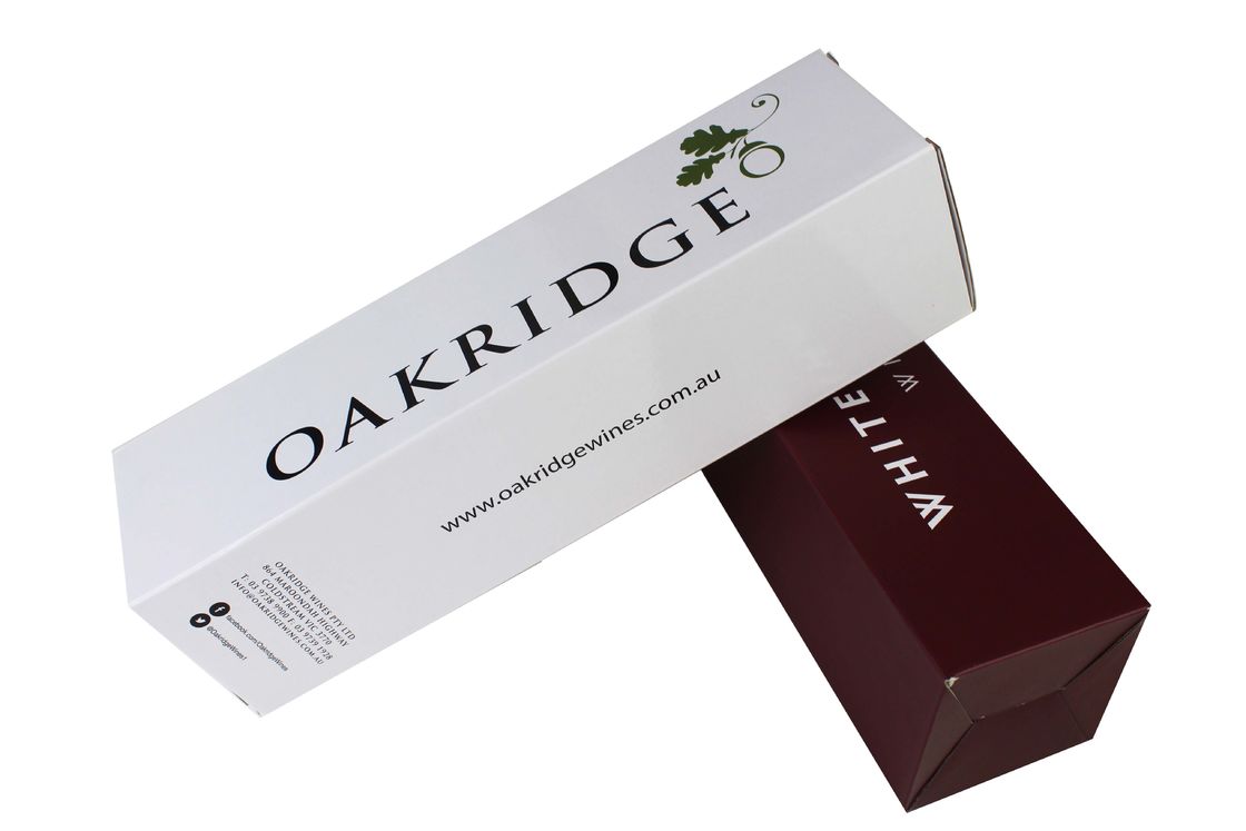 White Corrugated Folding Carton Box Carton For Single Pack Wine Bottle
