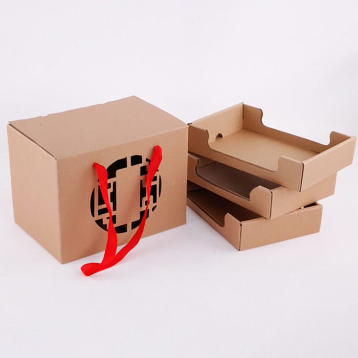 Recyclable Cardboard Box Trays For Food With Handle