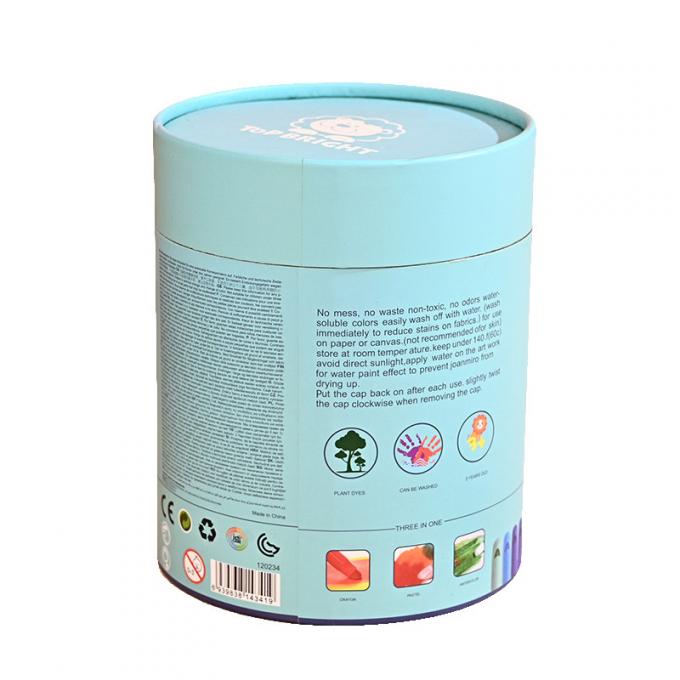 Custom Blue Round Cardboard Storage Box With Lid For 48 Pack Crayon 1