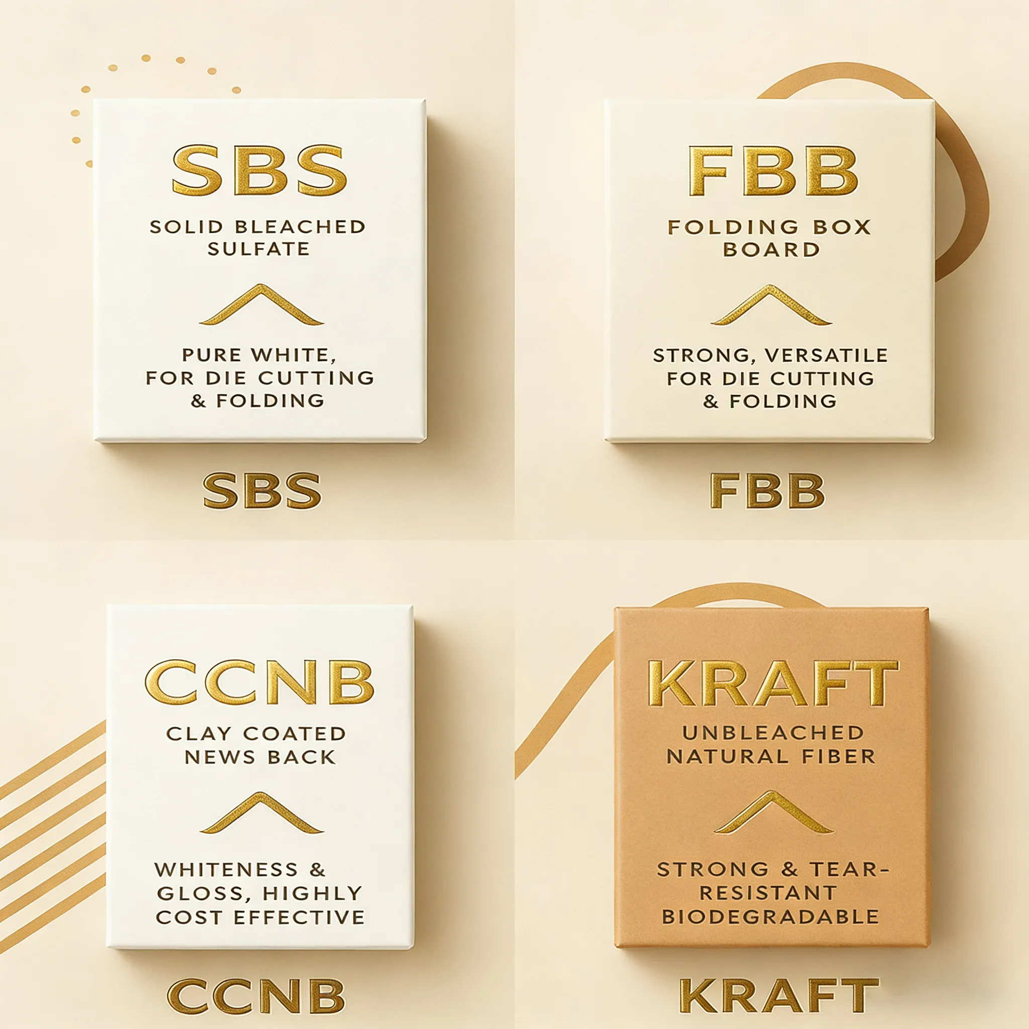 What are the four different types of paperboard?