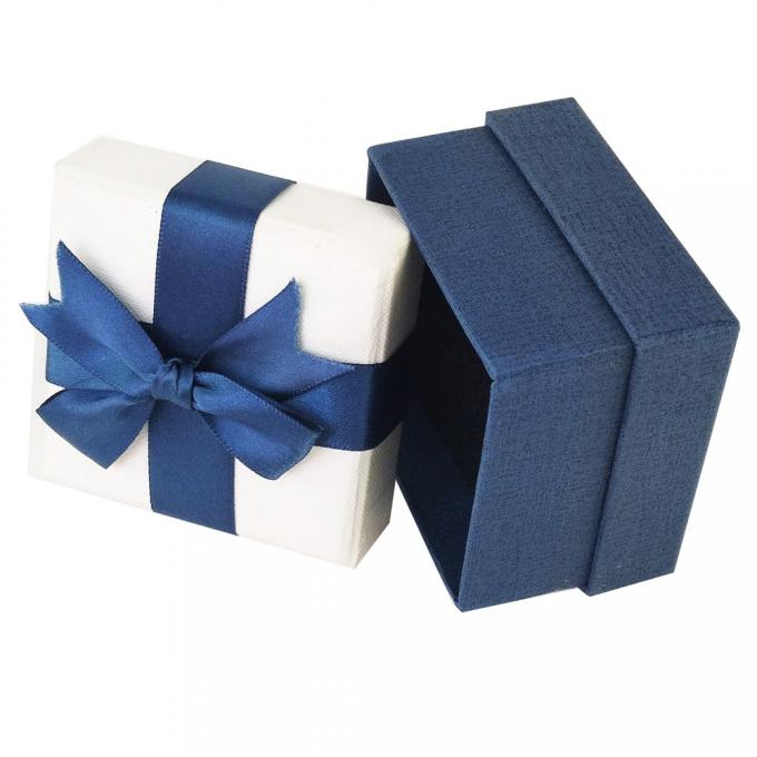 Standing Blue Jewelry Earring Gift Boxes Luxury Jewelry Box With Satin Ribbon 0