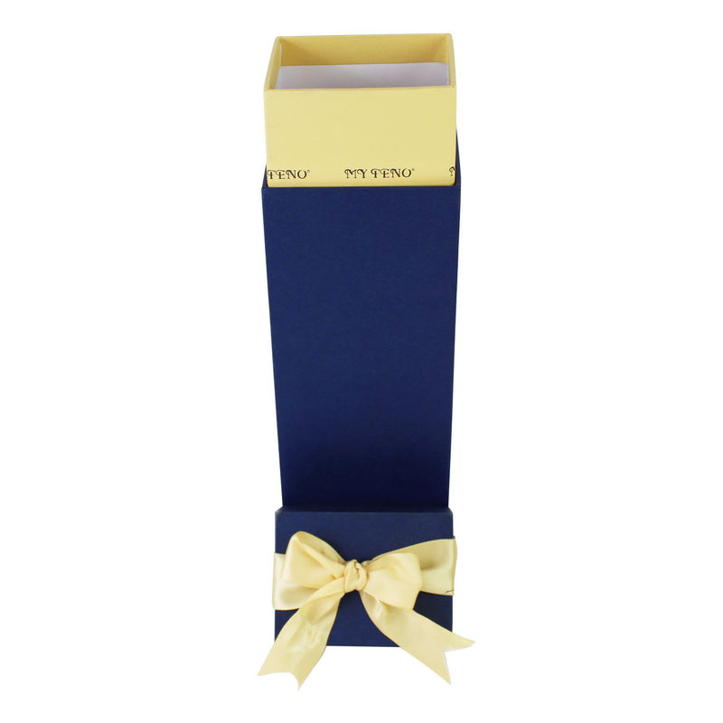 Straight Stand Up Perfume Packaging Box With Ribbon Compressed Cardboard