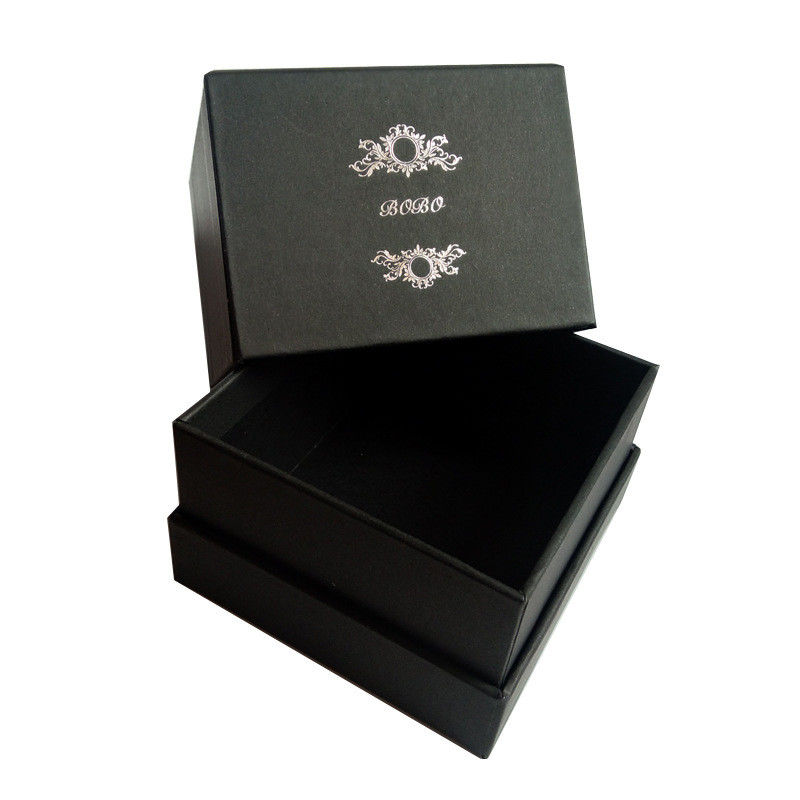 Empty Black Candle Packaging Box Siliver Foil Stamping Logo