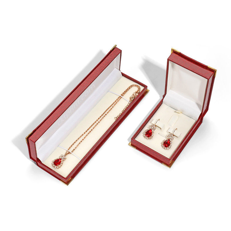 Unique Jewelry Bracelet Earring Box With Red Crocodile Texture Leather