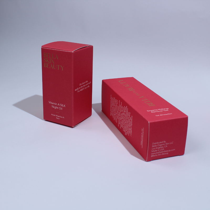 Custom Logo Printed Packaging Skincare Boxes With Solid Red Texture Paper