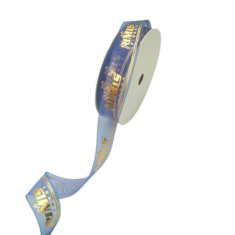 Custom Polyester Christmas Gold Wrapping Ribbon Riased Embossed Printed Rolls