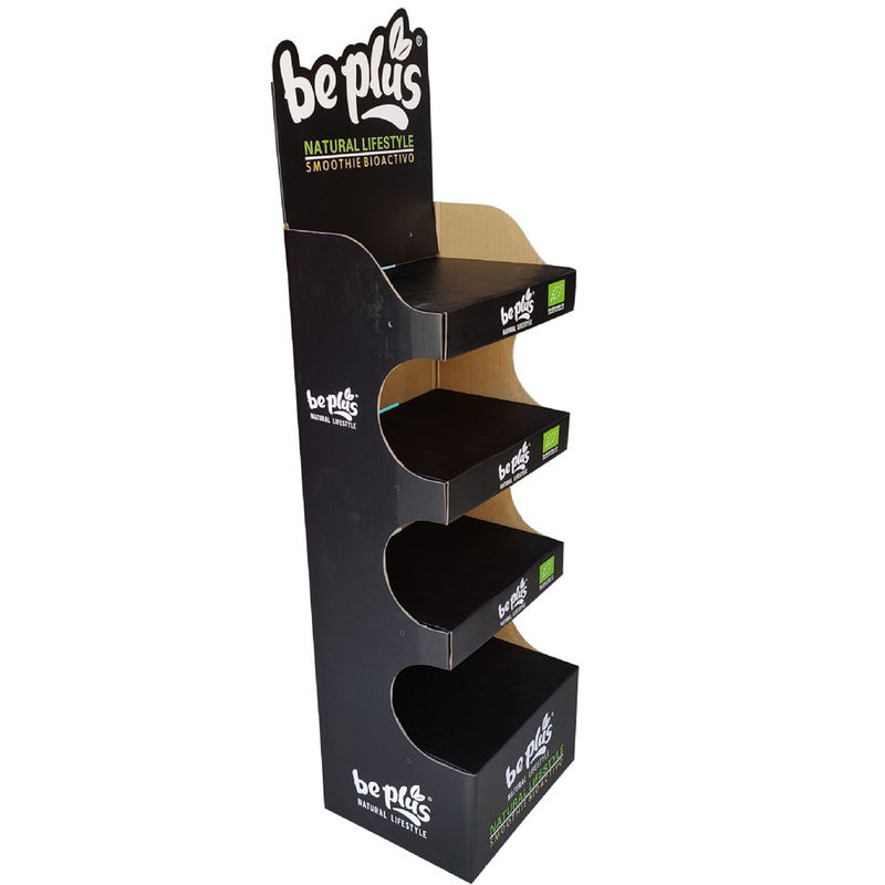 Eco Friendly Black Cardboard Display Rack For Shop Custom