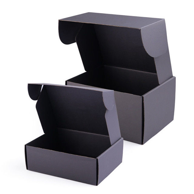 Black Custom Flat Shipping Mailer Boxes With Custom Design