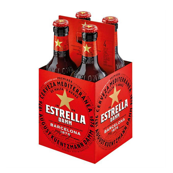 Heavy Duty Cardboard Beer Trays 4-6 Pack Custom Printed With Handles