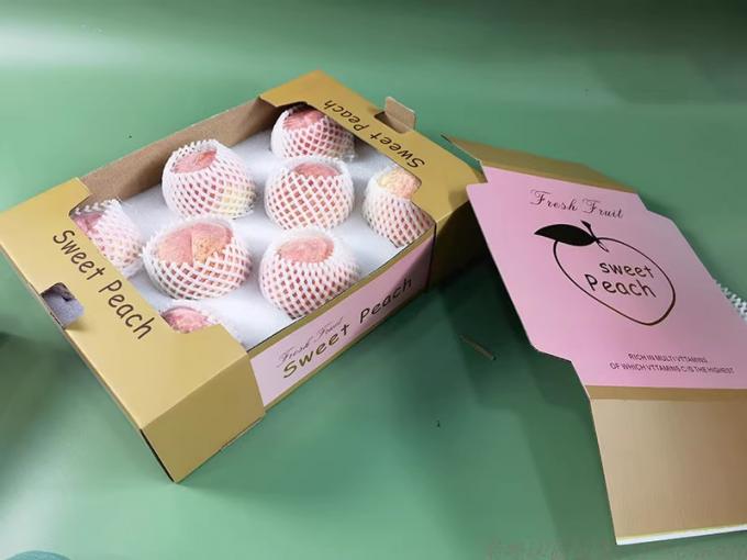 Peach Cardboard Fruit Tray Gift Pack Foldable With Foam Cardboard Insert 2