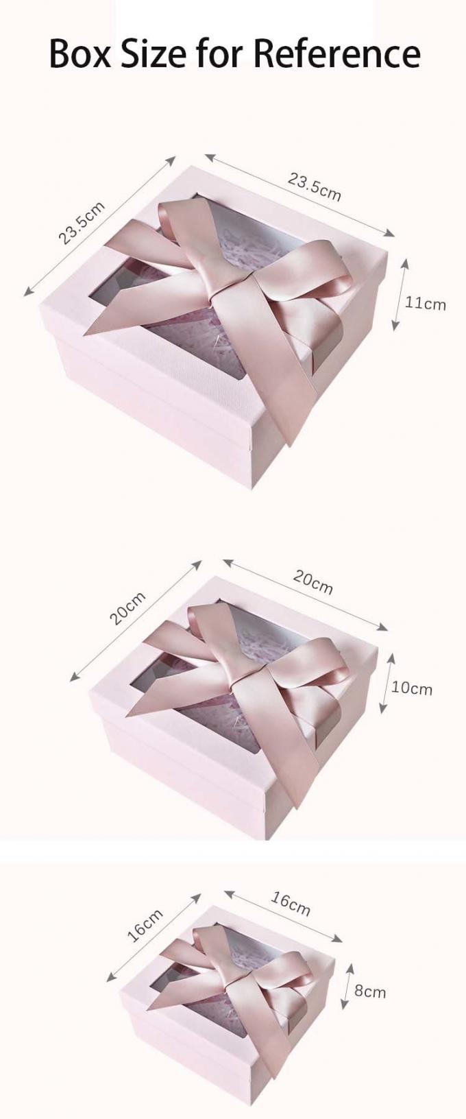 Customized Square Recentage Pink Gift Box With Ribbon 0