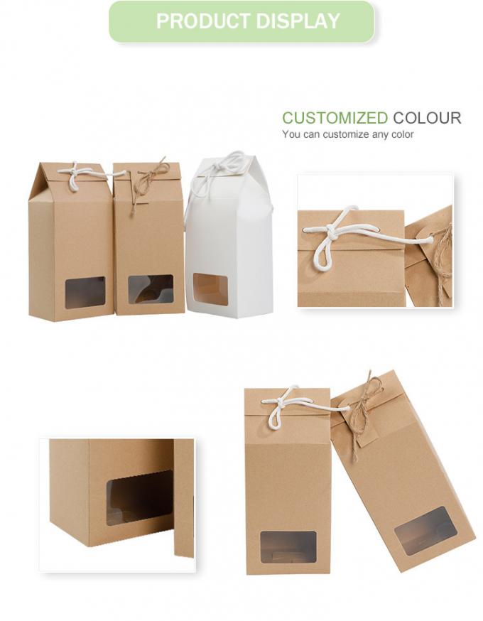 Eco Friendly Tea Food Packaging Box With Window Rope Handle 0