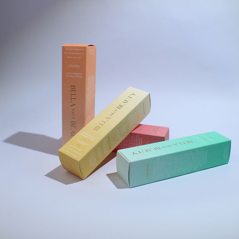 Custom Logo Printed Packaging Skincare Boxes With Solid Red Texture Paper