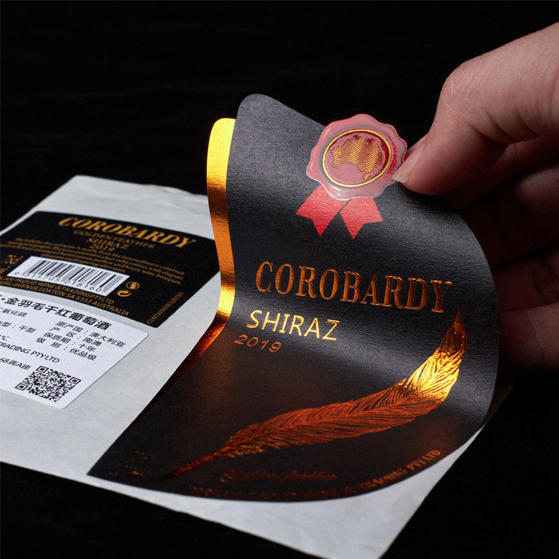 Embossed Wine Beer Custom Label Stickers Black Texture Sliver Foil Paper