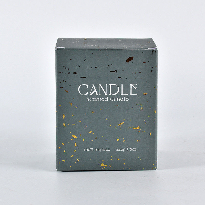 Green Scented Candle Gift Paper Printed Box Packaging With Cardboard Insert